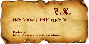 Nádasdy Mátyás névjegykártya