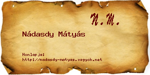Nádasdy Mátyás névjegykártya